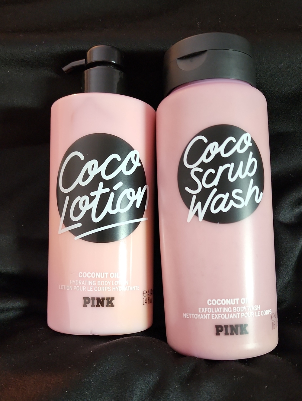 PINK Victoria's Secret Coco Lotion & Coco Scrub Wash - Pink Bottles